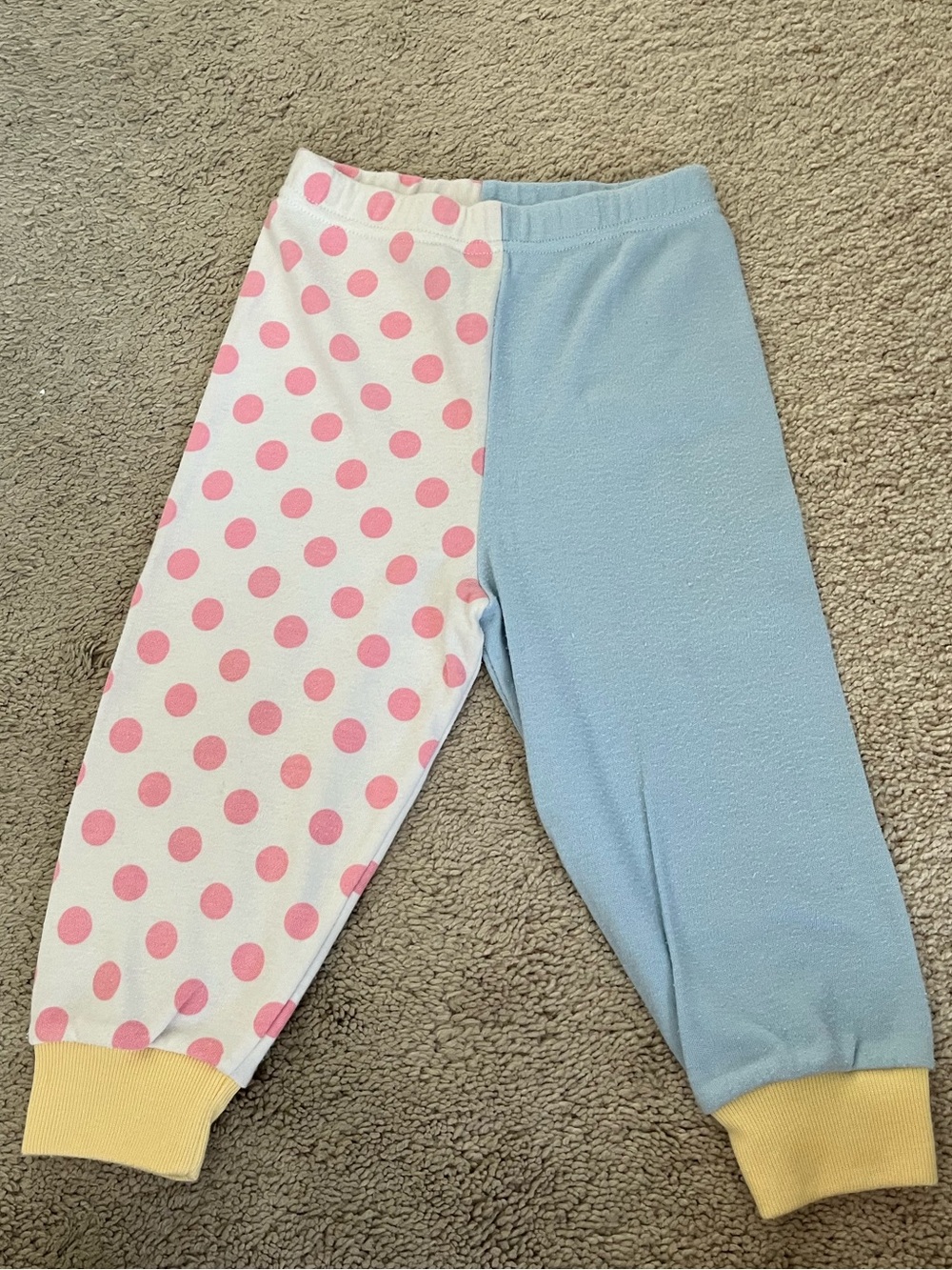 Kids Two-Tone Polka Dot Pajama Pants - Pink & Light Blue